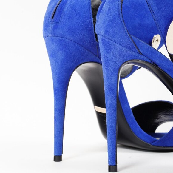 Gucci Blue Suede Maxi Ankle Strap Pumps - Picture 8 of 11